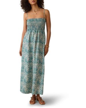 Faherty Sunrise Smocked Linen Sundress - Green