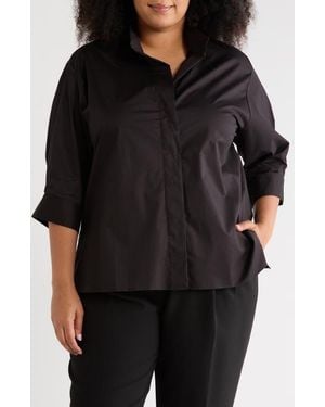 Tahari Stand Up Collar Top - Black