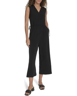 Calvin Klein Cropped Wide Leg Jumpsuit - Black