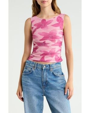 Vigoss Ruched Mesh Tank - Red