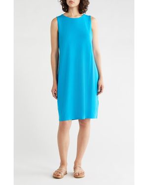 Eileen Fisher Jersey Shift Midi Dress - Blue
