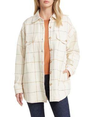 Madewell Windowpane Bouclé Oversize Shirt Jacket - Natural