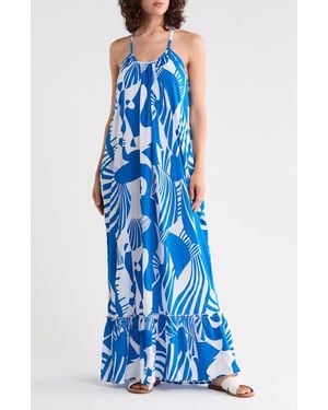 Boho Me Floral Paisley Cover-Up Maxi Dress - Blue