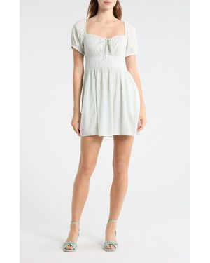 Abound Puff Sleeve Tie Front Minidress - Multicolor
