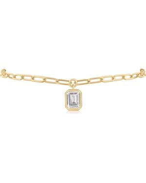 CZ by Kenneth Jay Lane Emerald Cut Cubic Zirconia Charm Anklet - Metallic