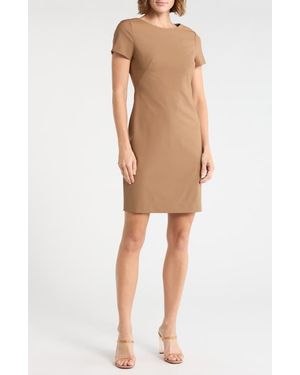Theory Betty Short Sleeve Shift Dress - Brown