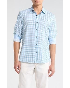 Con.struct Slim Fit Plaid Stretch Button-Up Shirt - Blue