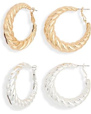 Leith 2-Pack Twisted Hoop Earrings - Metallic