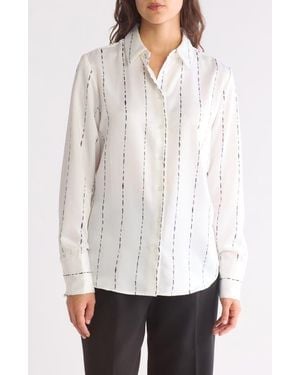 Nordstrom Rack Satin Long Sleeve Button-Up Shirt - White