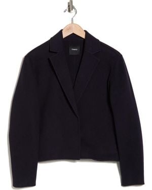 Theory Wool & Cashmere Crop Blazer - Blue
