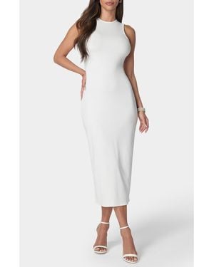Bebe Ribbed Midi Tank Dress - White