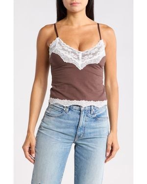 Vigoss Lace-Trimmed Knit Cami - Blue
