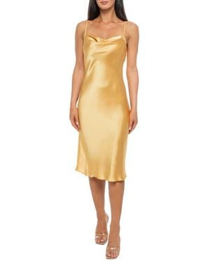 Bebe Satin Cowl Neck Midi Dress - Yellow