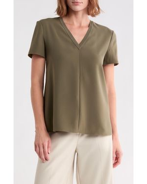 Theory Crepe V-Neck Top - Green