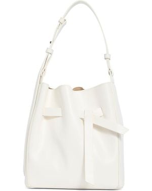 BCBGMAXAZRIA Knotted Faux Leather Bucket Bag - White