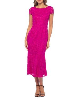 Marina Sequin Lace Cap Sleeve Sheath Dress in Purple | Lyst