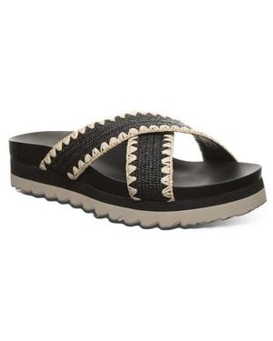 BEARPAW Carina Faux Leather Slide Sandal - Black