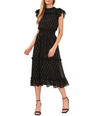 Cece Metallic A-Line Dress - Black