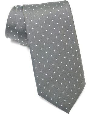 BOSS Dot Silk Blend Jacquard Tie - Gray