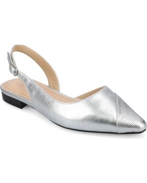 Journee Collection Daphnne Cap Toe Slingback Flat - White