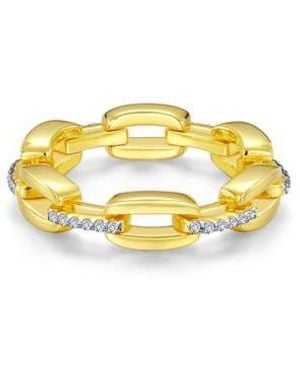 Lafonn Simulated Diamond Paper Clip Chain Ring - White