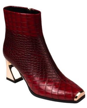 Ninety Union Lima Croc Embossed Boot - Red