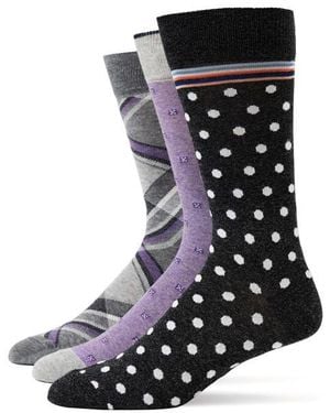 Lorenzo Uomo 3-Pack Assorted Dress Socks - Black