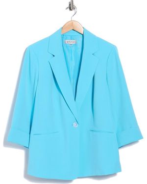Kasper Solid Woven Blazer - Blue