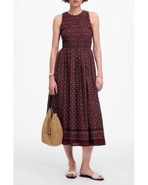 Madewell The Melody Smocked Cotton Midi Dress - Red