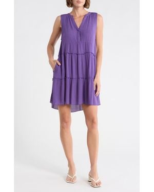Elan Tiered Gauze Cover-Up Dress - Purple