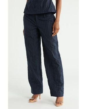 Jonathan Simkhai Ophelia Double Waistband Pinstripe Wide Leg Pants - Blue