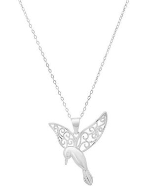Queen Jewels Filigree Hummingbird Pendant Necklace - White