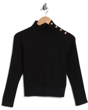 L'Agence Kamdyn Mock Neck Rib Sweater - Black
