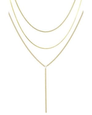 Adornia Set Of 3 Chain & Lariat Necklaces - Metallic