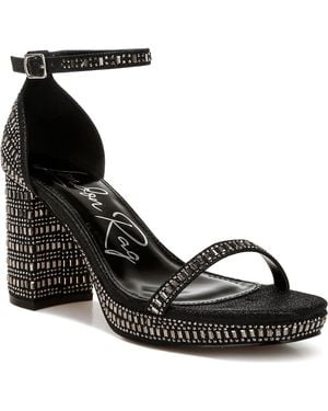 LONDON RAG Ronan Crystal Embellished Platform Sandal - Black