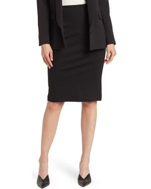 Tahari Pull-On Ponte Pencil Skirt - Black