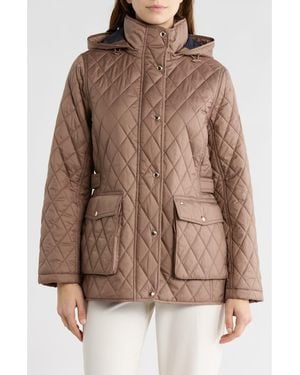 Tommy Hilfiger Hooded Diamond Quilted Jacket - Brown