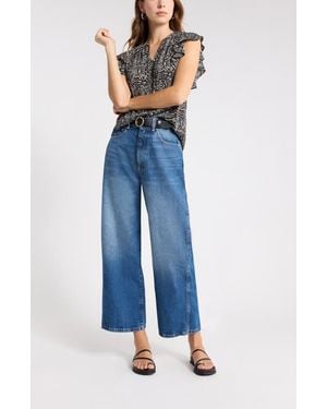 Nordstrom Rack Ruffle Sleeve Tie Neck Top - Blue