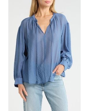 Vince Camuto Long Sleeve Woven Top - Blue