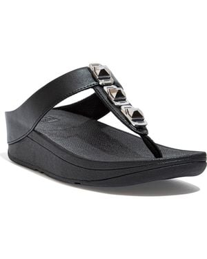 Fitflop Fino Crystal Wedge Flip Flop Sandal - Black