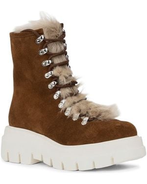 Aquatalia Ivanya Suede & Genuine Shearling Lug Boot - Brown