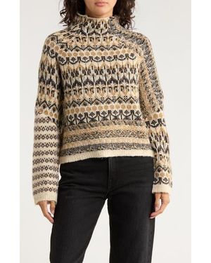 INDUSTRY REPUBLIC CLOTHING Funnel Neck Jacquard Sweater - Black