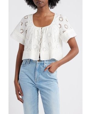 Rails Bambina Cotton Eyelet Trapeze Top - Blue
