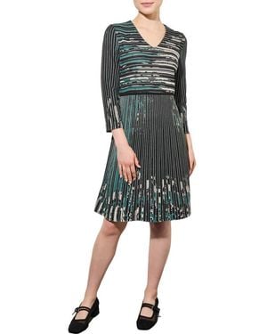 Ming Wang Stripe Jacquard Sweater Dress - Green