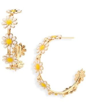 Cara Flower Hoop Earrings - Metallic