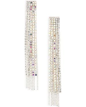 Natasha Couture Crystal Fringe Drop Earrings - White