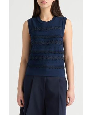 NVLT Floral Appliqué Sweater - Blue