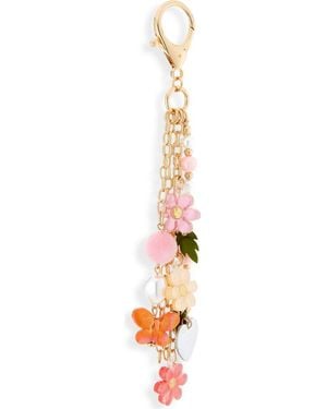 Leith Flower Beaded Chain Bag Charm - White