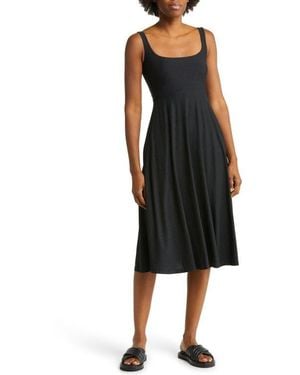Beyond Yoga Featherweight Square Neck Midi Dress - Black
