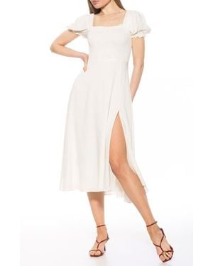 Alexia Admor Iris Smocked Short Sleeve Midi Dress - White